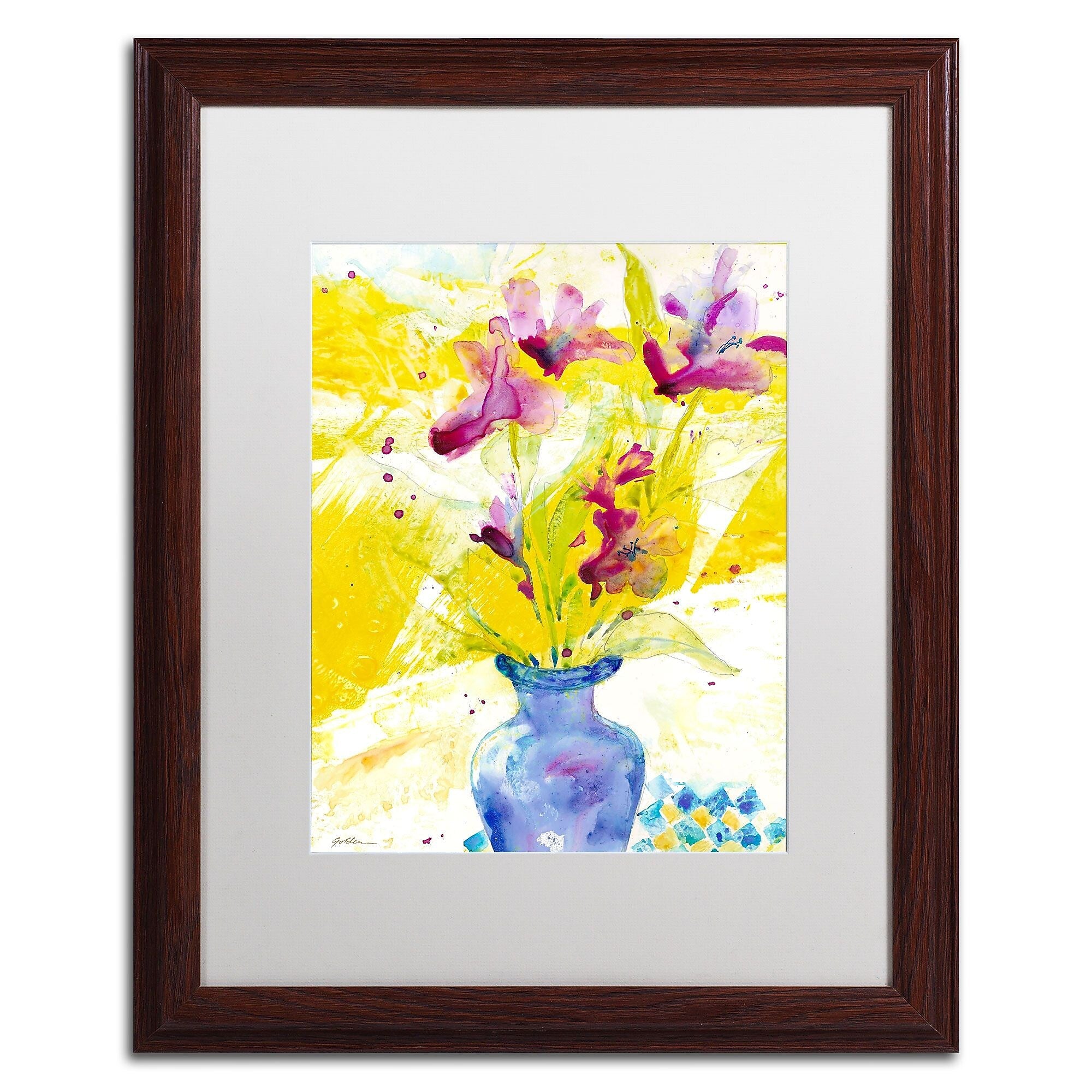 Trademark Fine Art SG5697-W1620MF Purple Blooms in Sunlight by Sheila Golden 20x16 FRM Art, WHT MTD