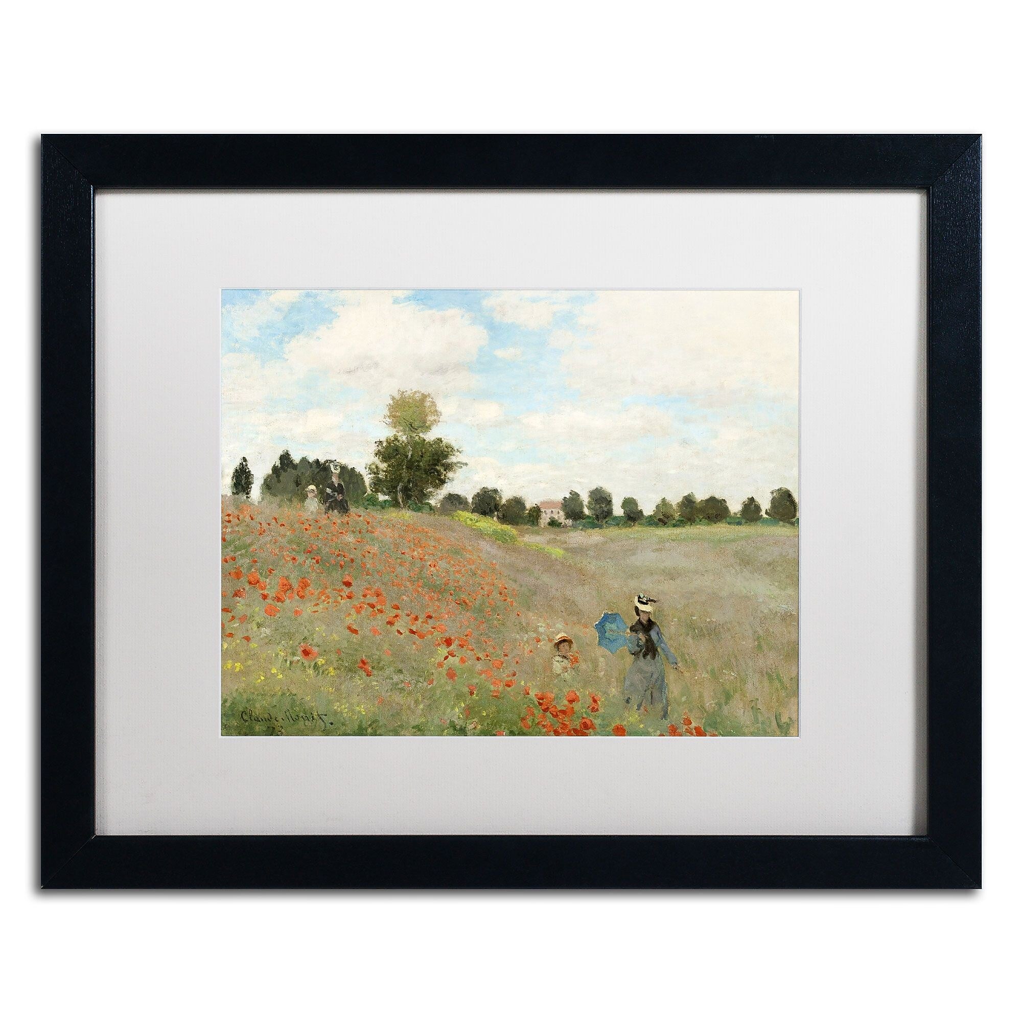 Trademark Fine Art Wild Poppies Near Argenteuil by Claude Monet 16x20 FRM Art, WHT MTD (BL0082-B1620MF)