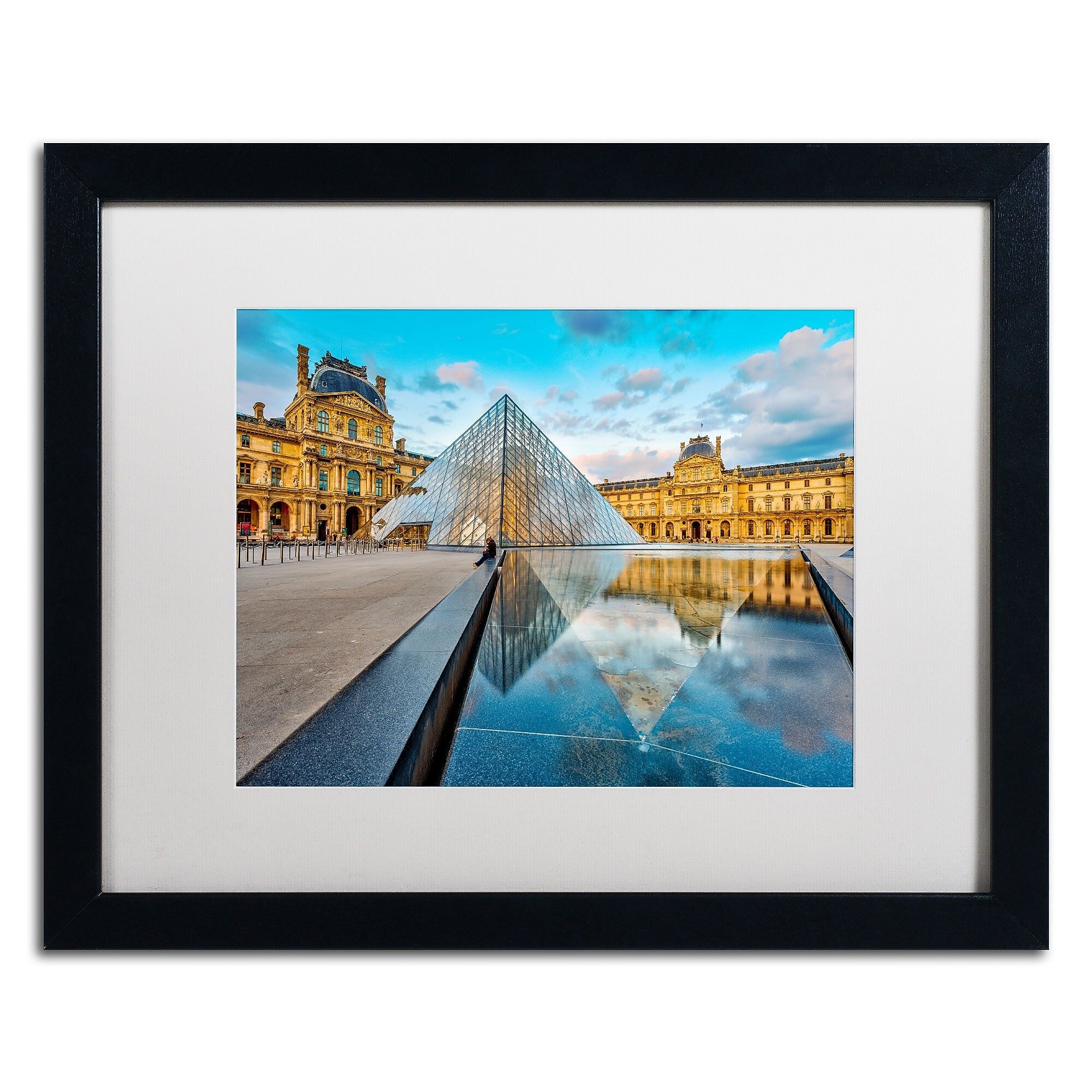 Trademark Fine Art RV0023-B1620MF "Symetrie du Louvre" by Mathieu Rivrin 16" x 20" FRM Art, WHT MTD