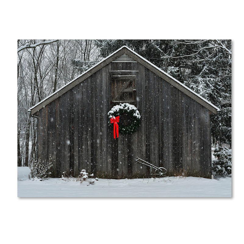 Trademark Fine Art KS0161-C1419GG "Christmas Barn in the Snow" by Kurt Shaffer 14" x 19" FRMLS Art