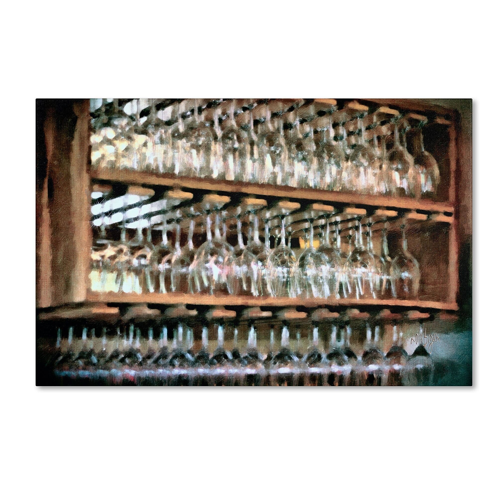 Trademark Fine Art Drinks on the House in Salmon and Turquoise by Lois Bryan 30x47 FRMLS Art