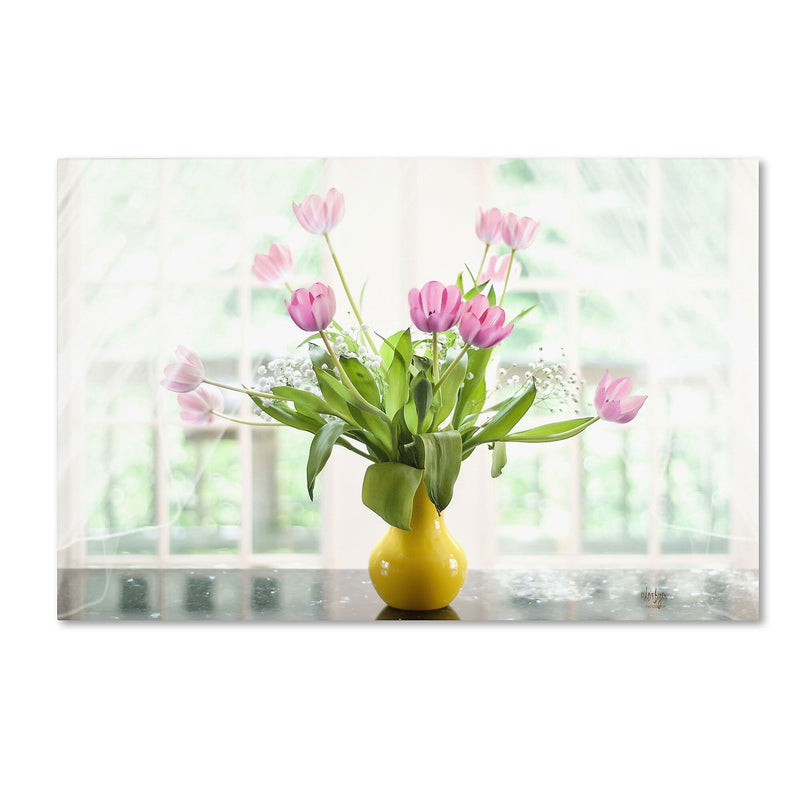 Trademark Fine Art LBR0278-C1624GG "Pink Tulips in the Window" by Lois Bryan 16" x 24" Frameless Art