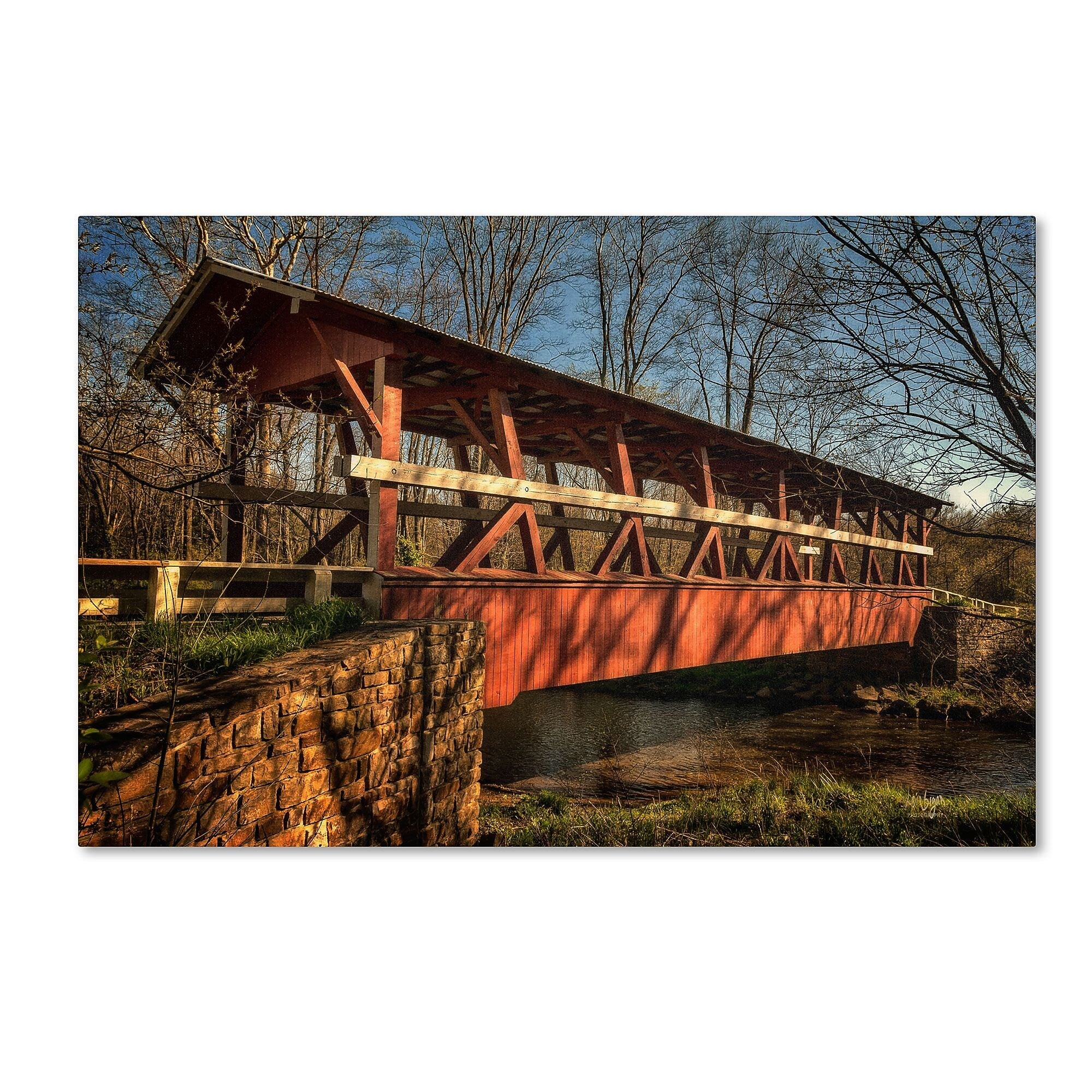 Trademark Fine Art LBR0288-C1624GG "The Colvin Covered Bridge" by Lois Bryan 16" x 24" Frameless Art