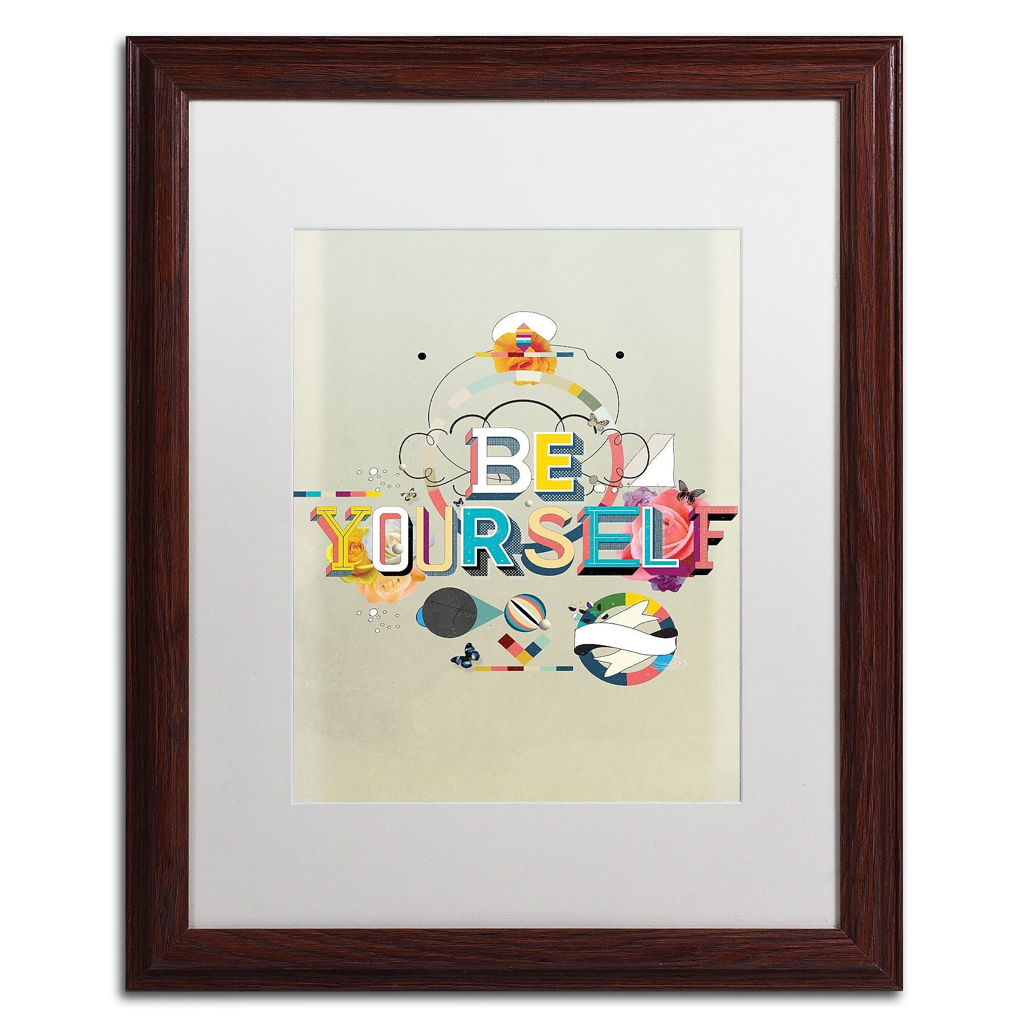 Trademark Fine Art ALI0603-W1620MF "Be Yourself" by Kavan & Co 20" x 16" Framed Art, White Matted