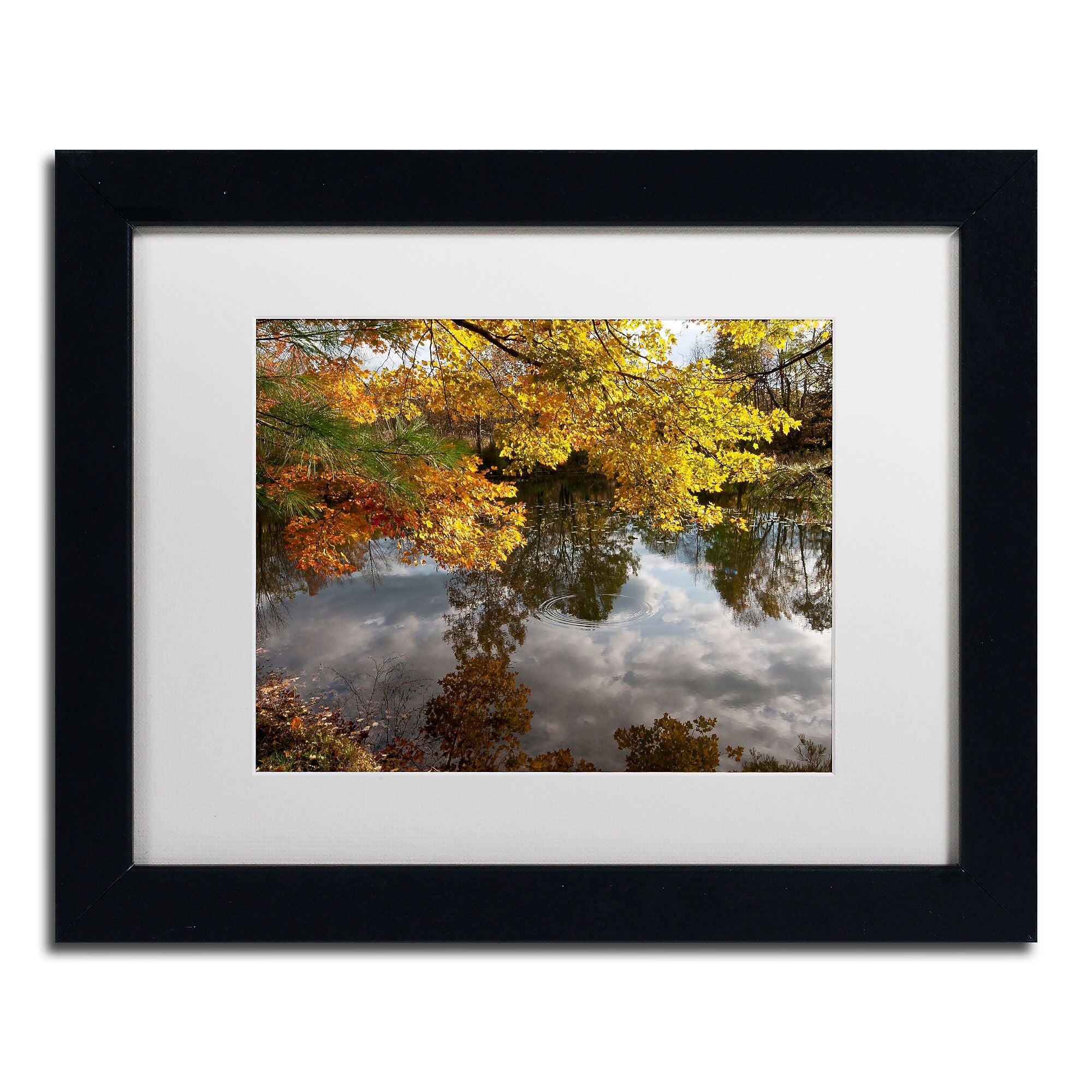 Trademark Fine Art KS0135-B1114MF "Kendal Lake Autumn" by Kurt Shaffer 11" x 14" Framed Art, WHT MTD