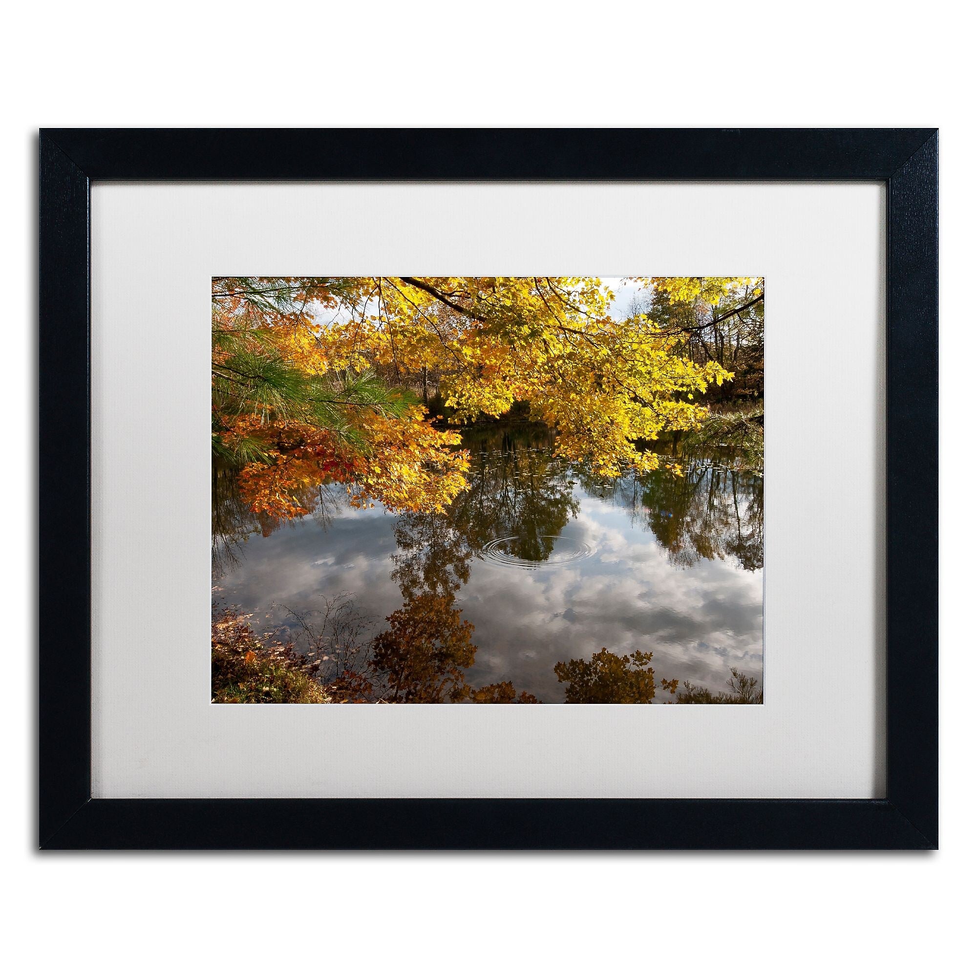 Trademark Fine Art KS0135-B1620MF "Kendal Lake Autumn" by Kurt Shaffer 16" x 20" Framed Art, WHT MTD