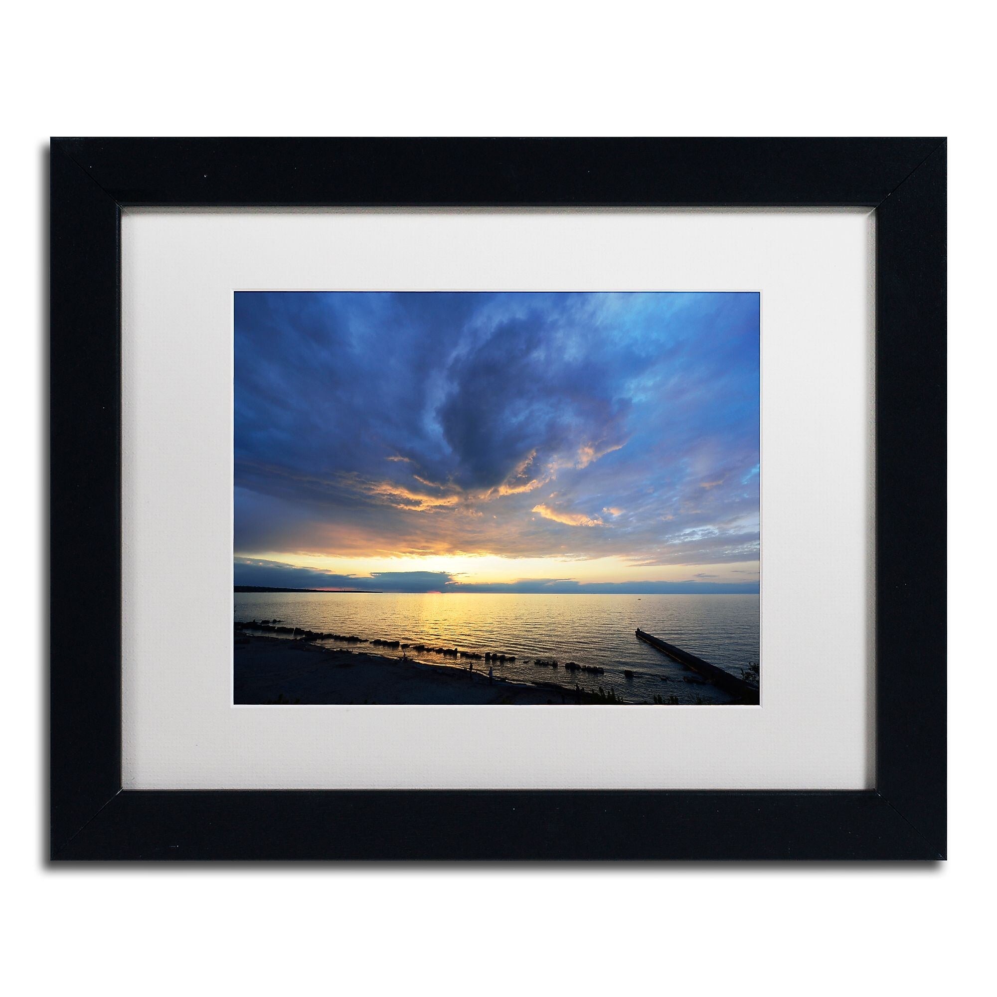 Trademark Fine Art KS0149-B1114MF Sweeping North Coast Sunset by Kurt Shaffer 11x14 FRM Art, WHT MTD
