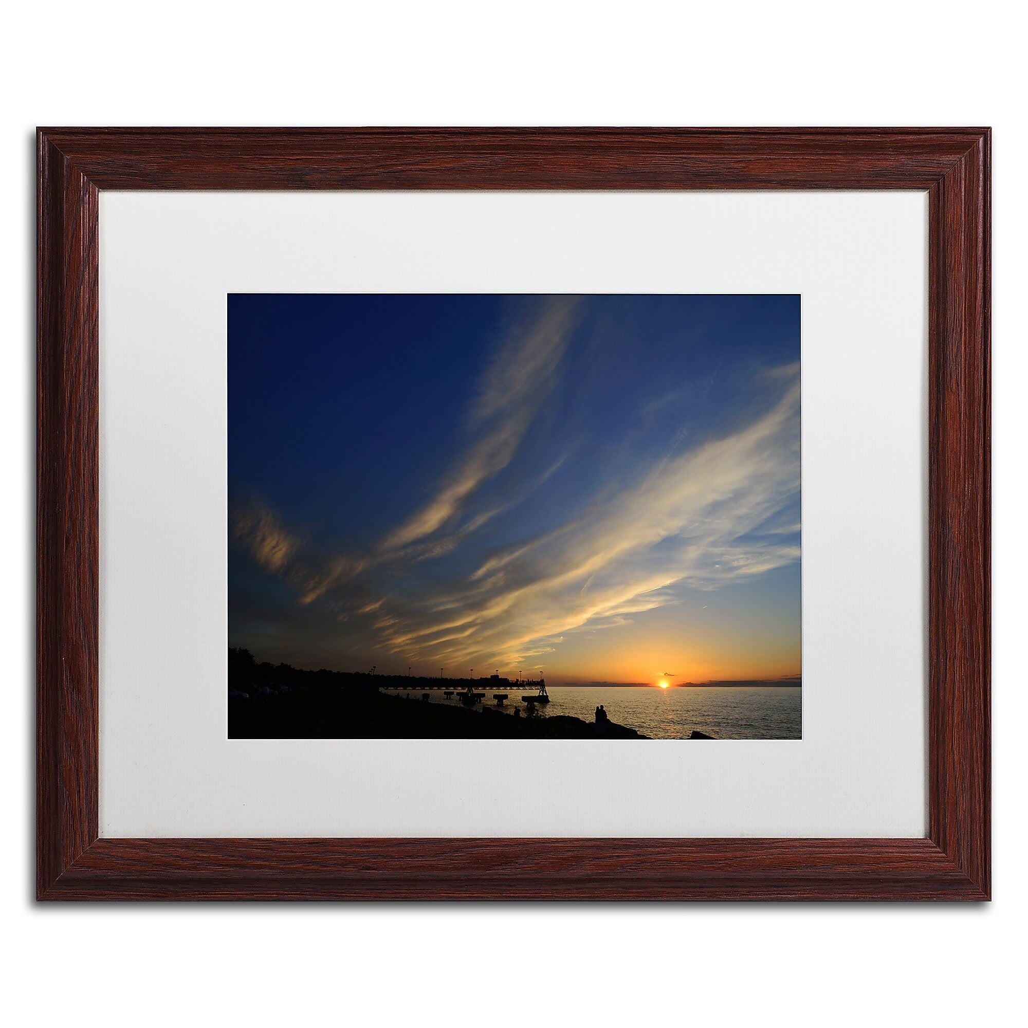 Trademark Fine Art KS0154-W1620MF "Sweeping Sunset" by Kurt Shaffer 16" x 20" Framed Art, WHT MTD