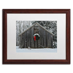 Trademark Fine Art KS0161-W1620MF Christmas Barn in the Snow by Kurt Shaffer 16x20 FRM Art, WHT MTD