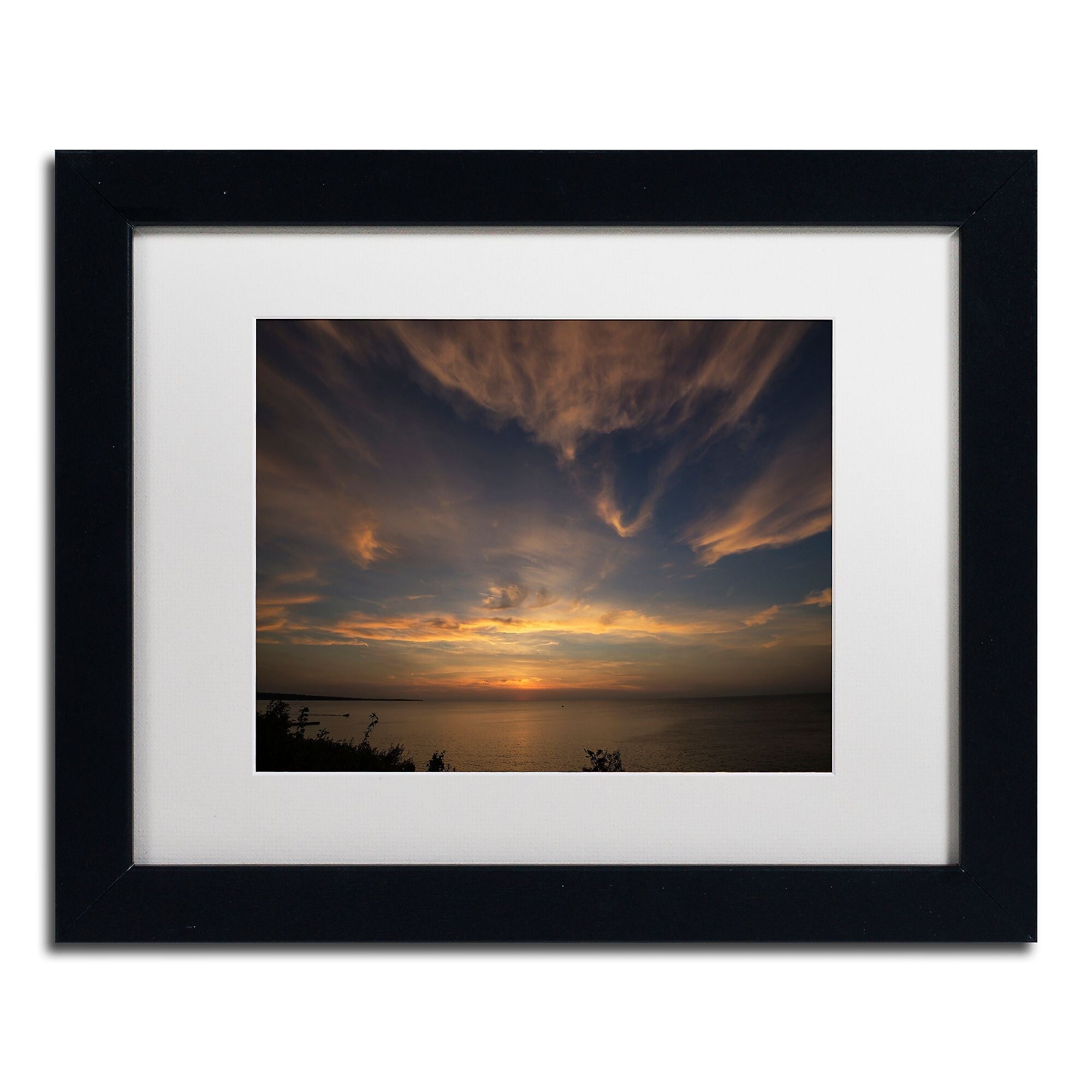 Trademark Fine Art Another Amazing Sunset on Lake Erie by Kurt Shaffer 11x14 FRM Art, WHT MTD (KS0168-B1114MF)