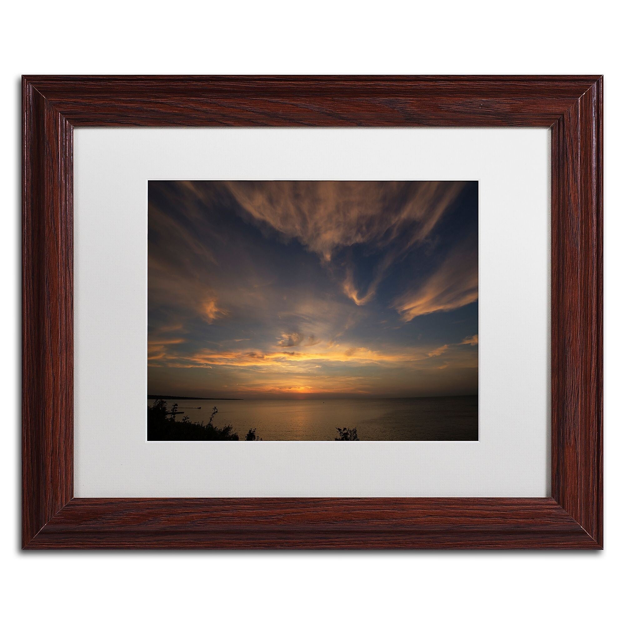 Trademark Fine Art Another Amazing Sunset on Lake Erie by Kurt Shaffer 11x14 FRM Art, WHT MTD (KS0168-W1114MF)