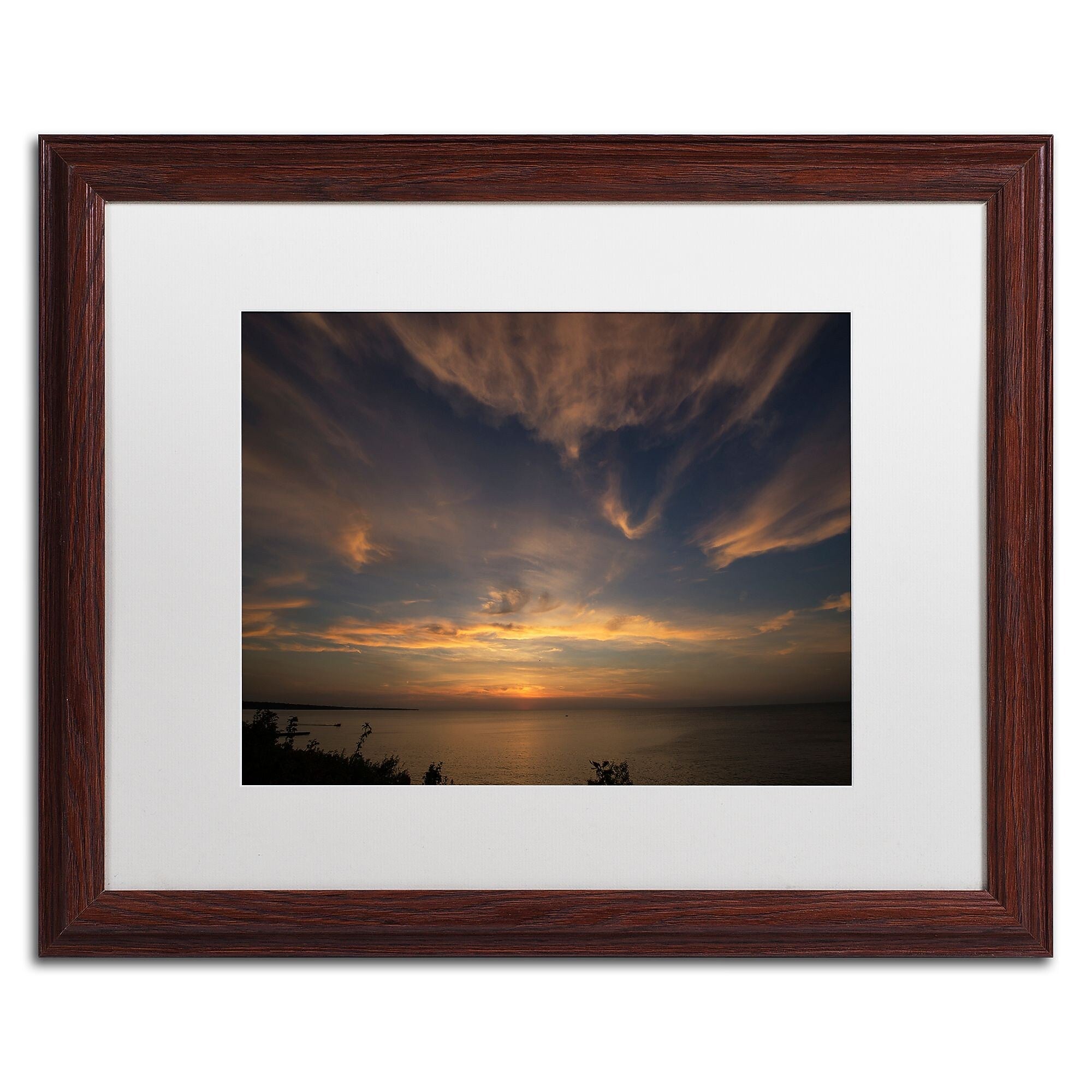Trademark Fine Art Another Amazing Sunset on Lake Erie by Kurt Shaffer 16x20 FRM Art, WHT MTD (KS0168-W1620MF)