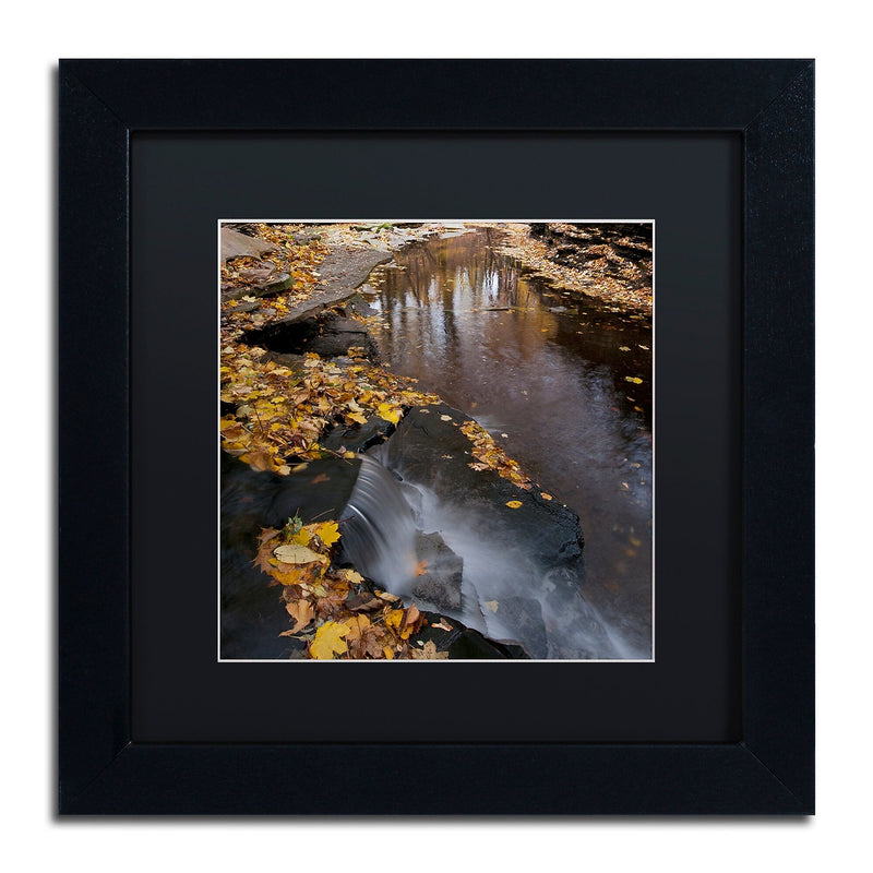 Trademark Fine Art Lakeview Autumn Waterfall #2 by Kurt Shaffer 11x11 FRM Art, BLK MTD (KS0141-B1111BMF)