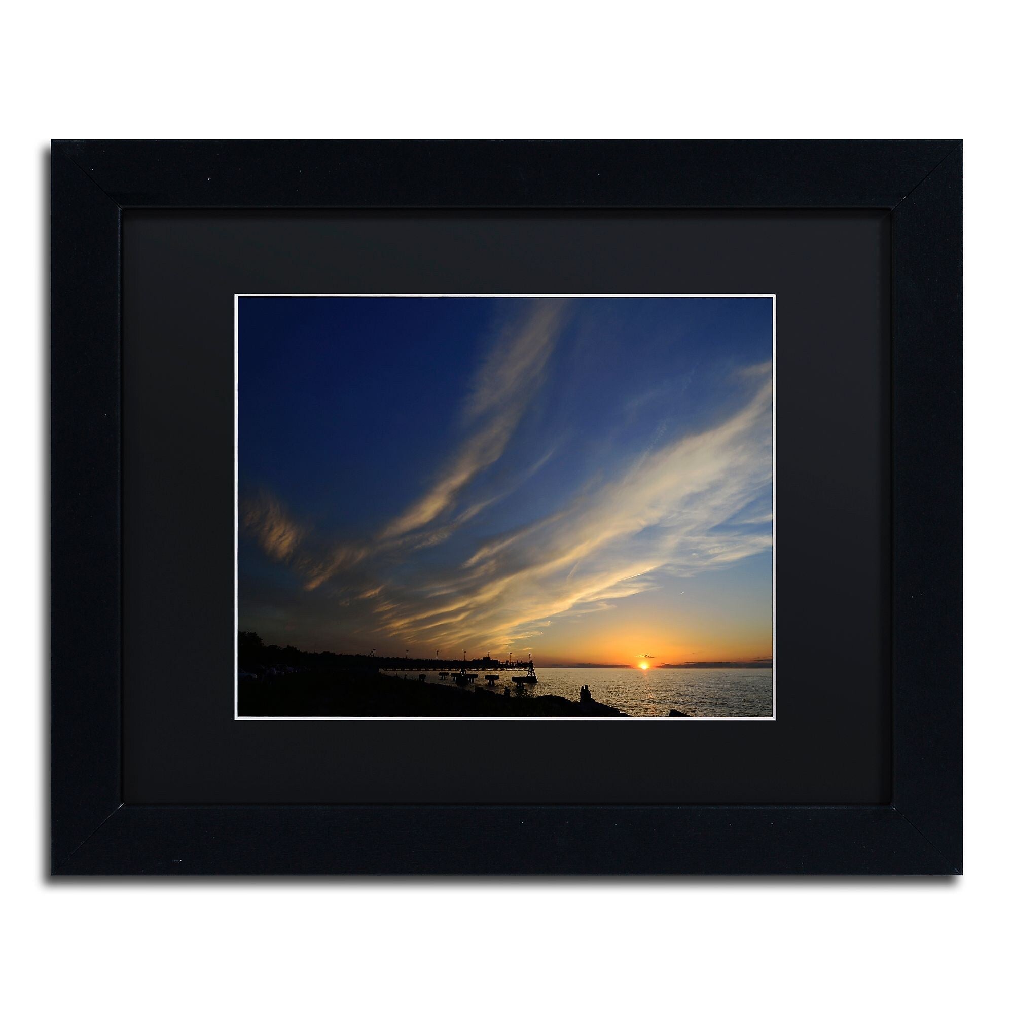 Trademark Fine Art KS0154-B1114BMF "Sweeping Sunset" by Kurt Shaffer 11" x 14" Framed Art, BLK MTD