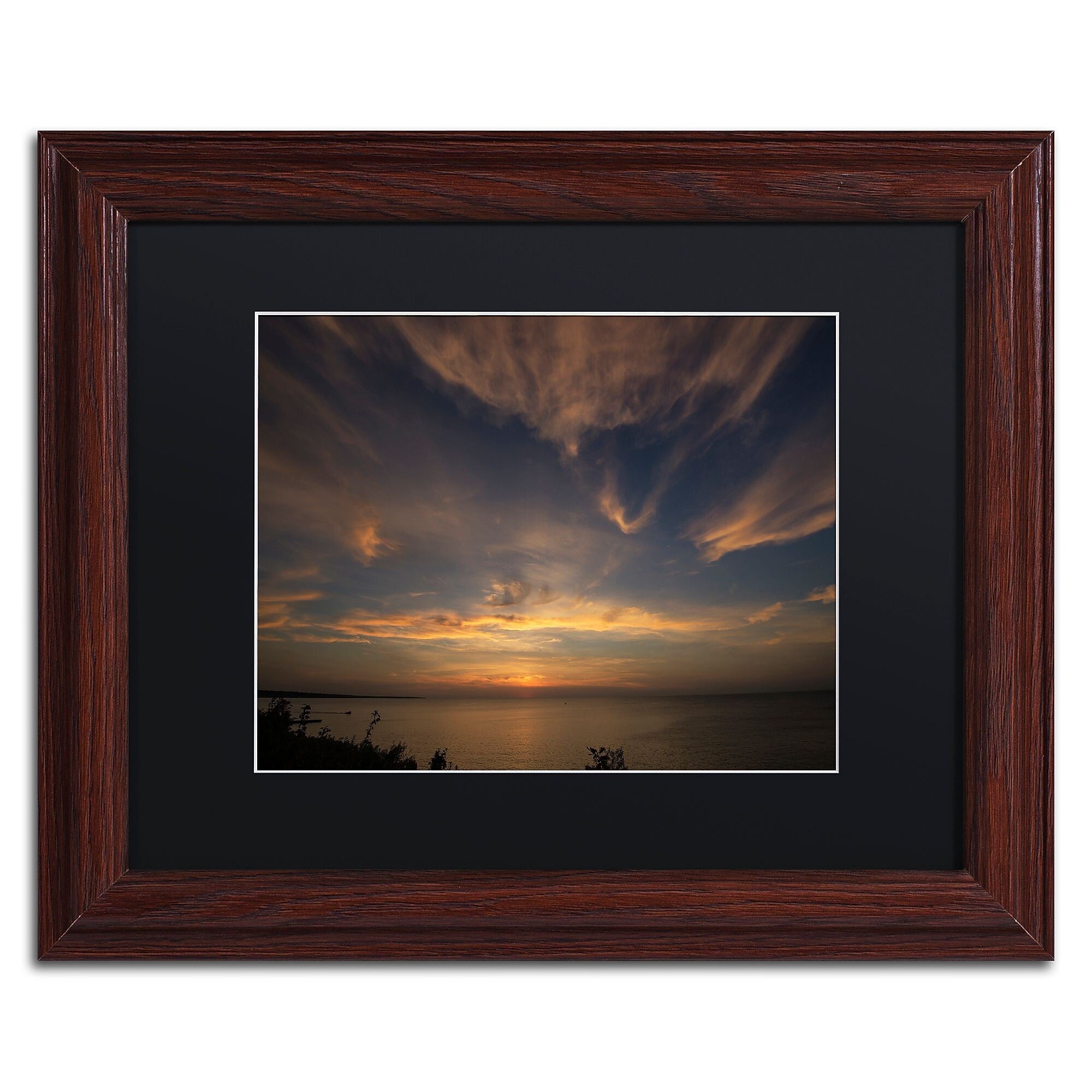 Trademark Fine Art Another Amazing Sunset on Lake Erie by Kurt Shaffer 11x14 FRM Art, BLK MTD (KS0168-W1114BMF)