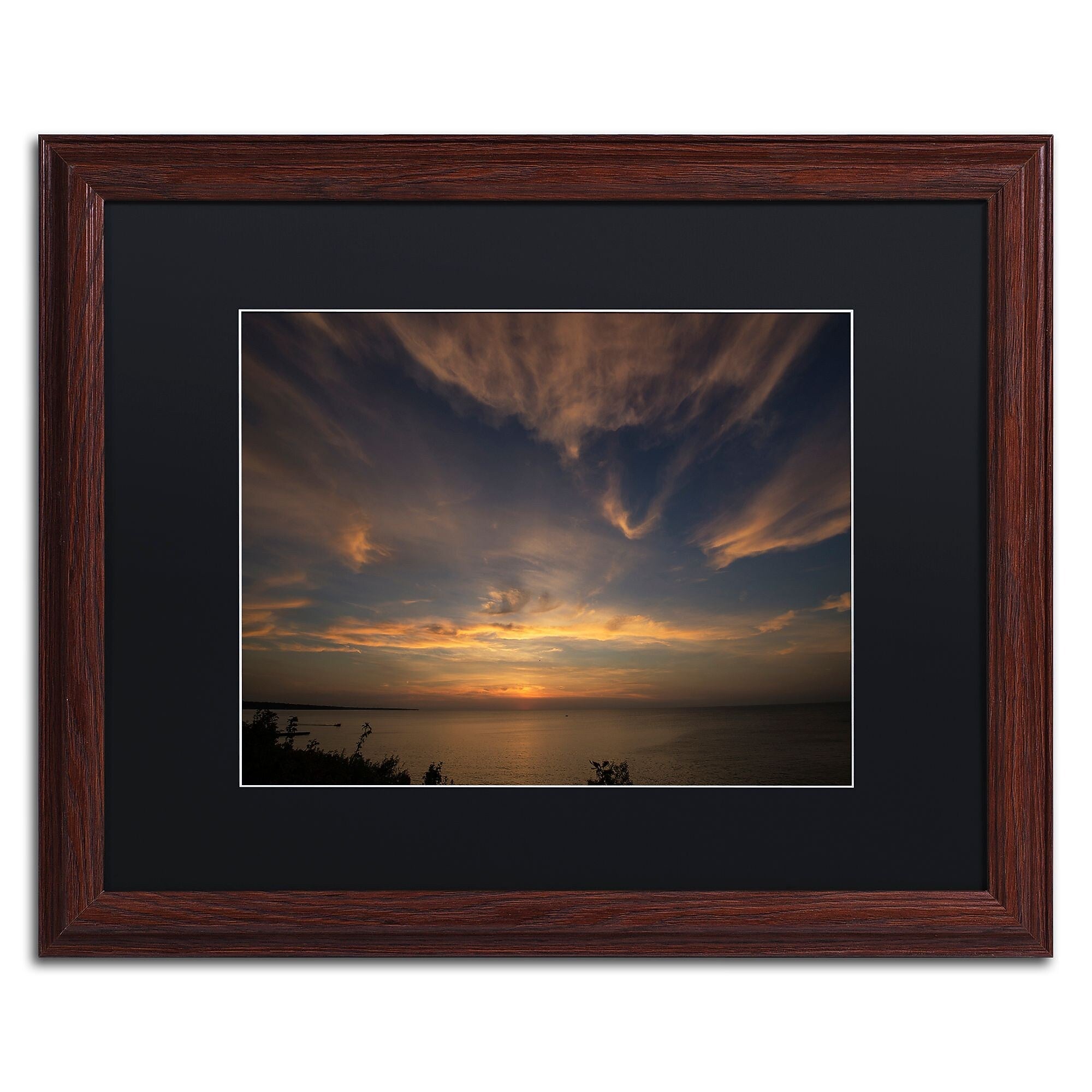Trademark Fine Art Another Amazing Sunset on Lake Erie by Kurt Shaffer 16x20 FRM Art, BLK MTD (KS0168-W1620BMF)
