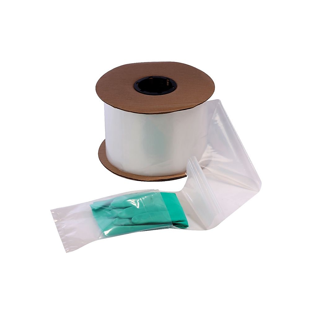 4" x 4" Layflat Poly Bags, Bags on a Roll, 2 Mil, Clear, 3000/Roll (2620)
