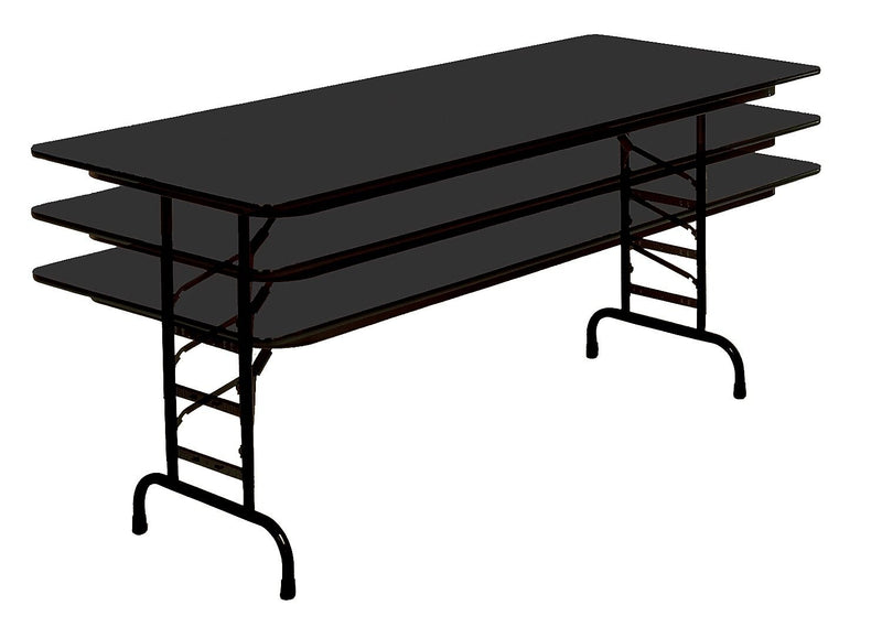 Correll 72-inch Metal, Particle Board & Laminate Adjustable Folding Table, Black Granite