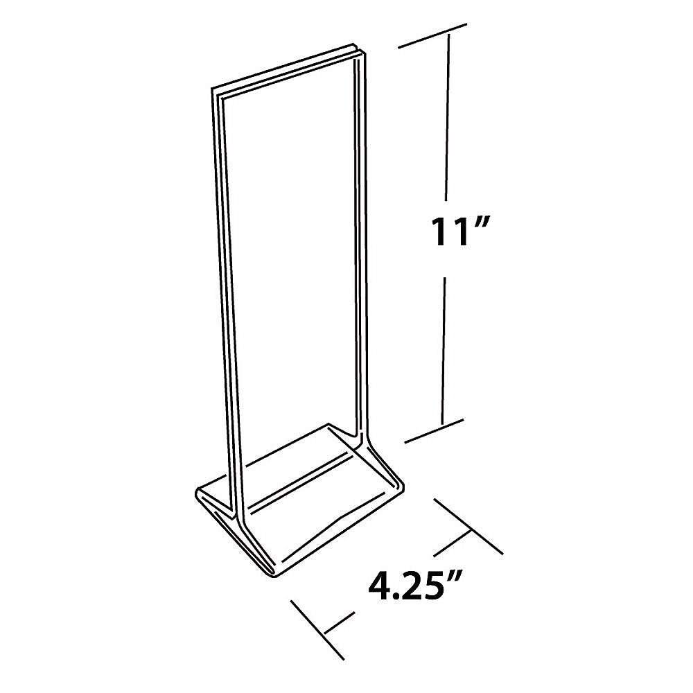 Azar Sign Holder, 4.5" x 11", Vertical, Table Top, Clear, Acrylic, 10/Pack (142745)