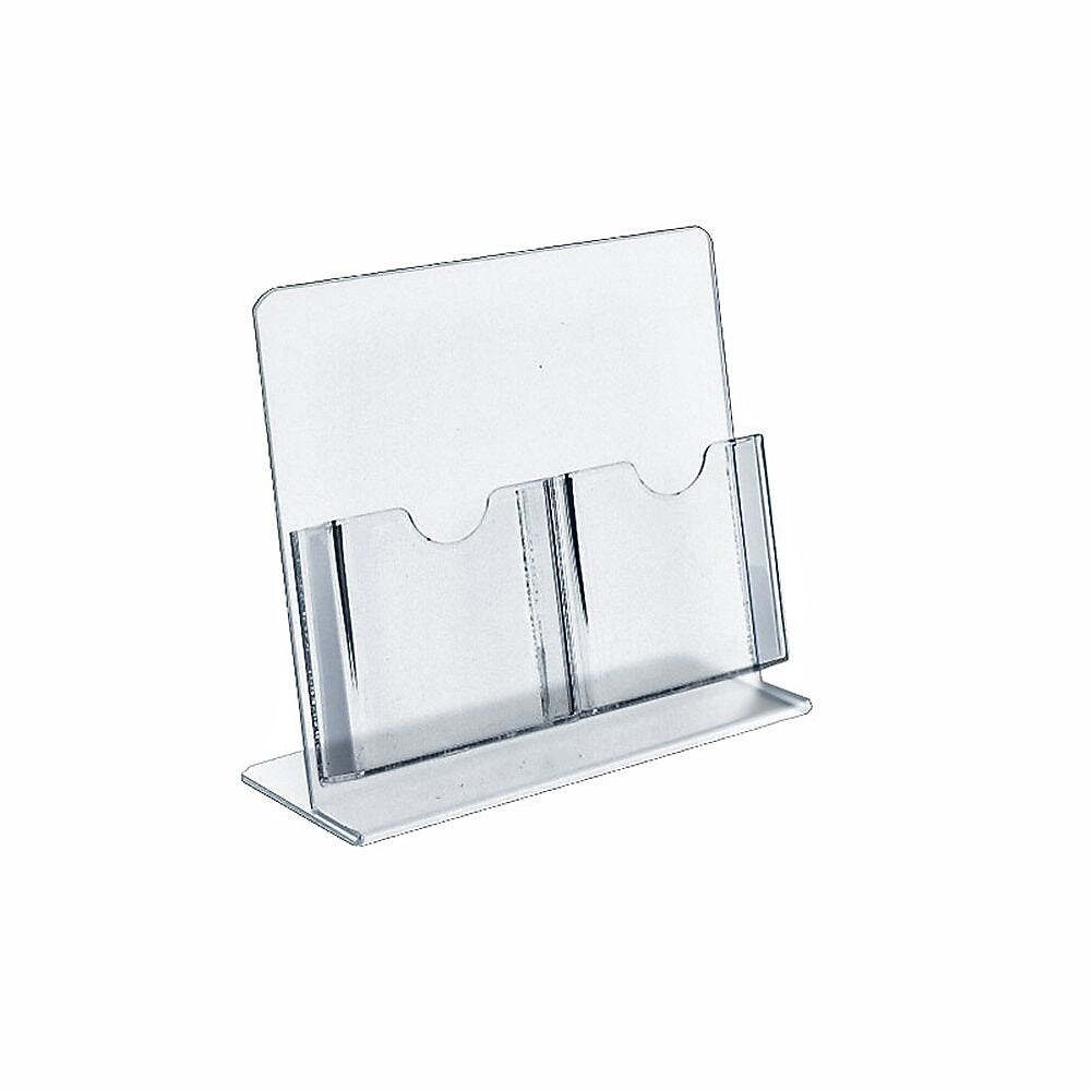 Azar Brochure Holder, 9" x 8.5", Vertical, Table Top, Clear, Acrylic, 2/Pack (222975-2 PACK)