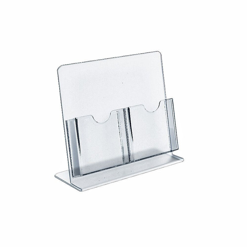 Azar Brochure Holder, 9" x 8.5", Vertical, Table Top, Clear, Acrylic, 2/Pack (222975-2 PACK)