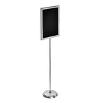 Azar Sign Holder, 15.13" x 25.5", Vertical, Table Top, Black/Silver, Metal (300286)