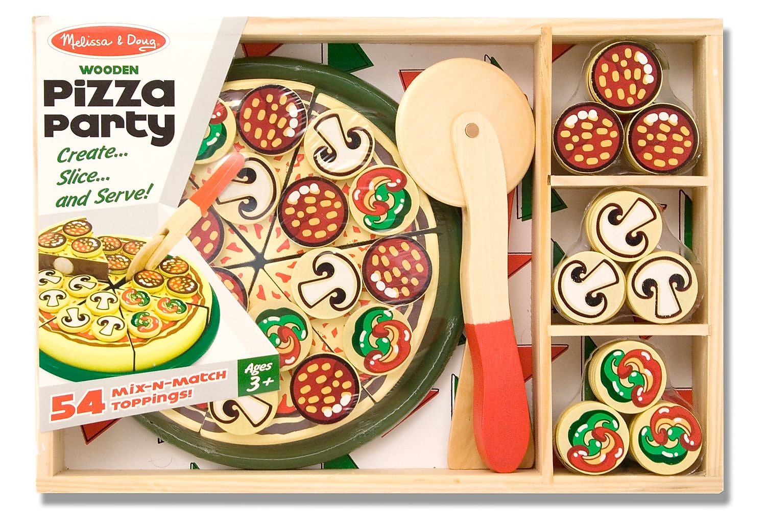 Melissa & Doug Wooden Pizza Party Play Food Set, 36 Pieces (167)