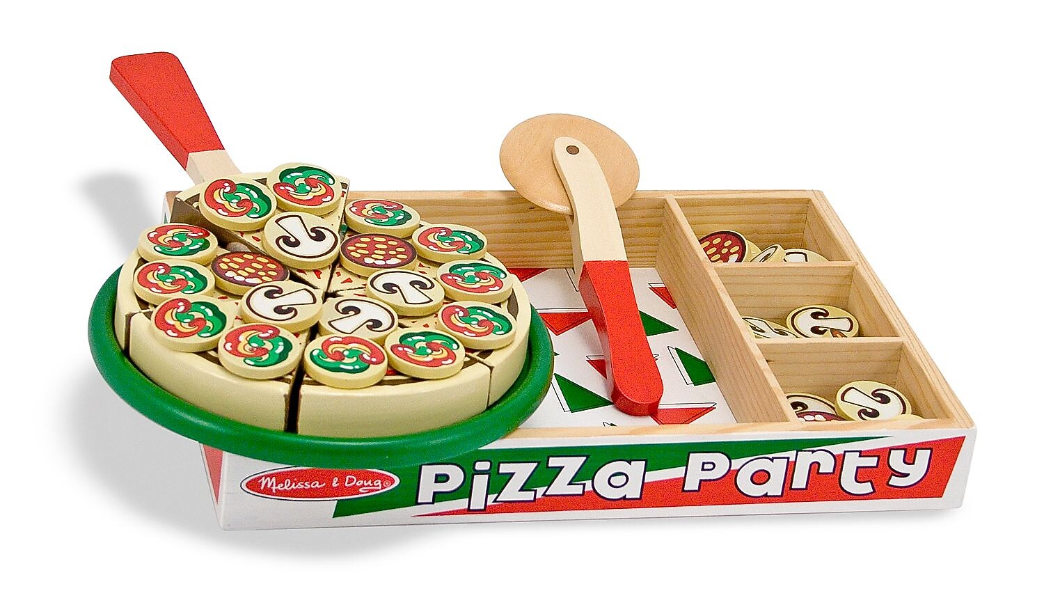 Melissa & Doug Wooden Pizza Party Play Food Set, 36 Pieces (167)
