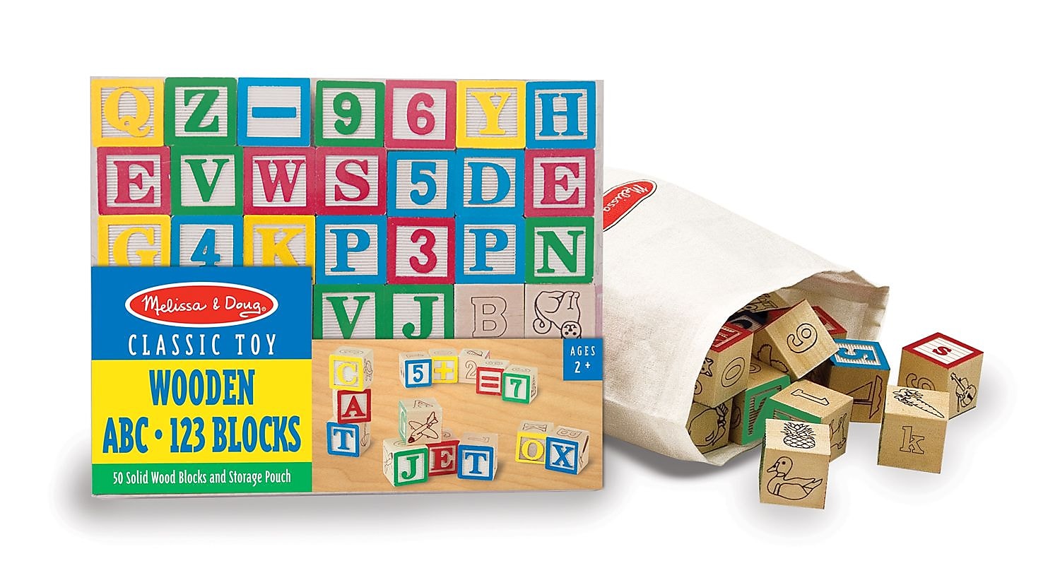Melissa & Doug Wooden ABC/123 Blocks Set, 50 Piece  (1900)