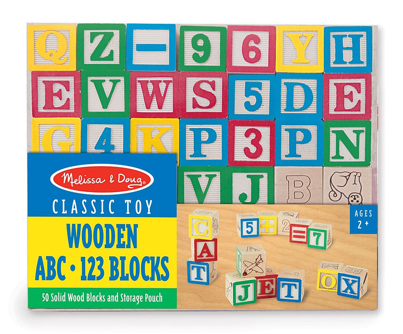 Melissa & Doug Wooden ABC/123 Blocks Set, 50 Piece  (1900)