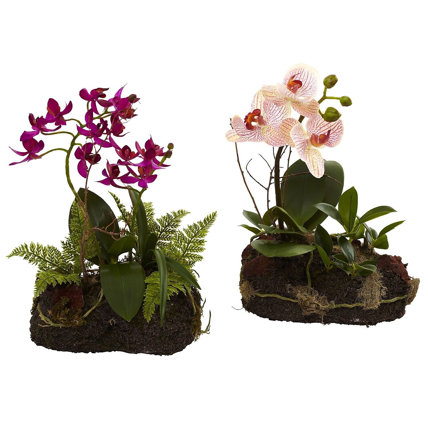 Nearly Natural 4835-S2 Orchid Island Floral Arrangement Purple & Pink