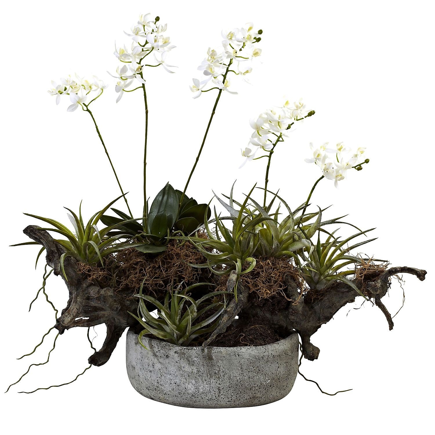 Nearly Natural 4839 Succulent Garden Floral Arrangement 20 x 22-inch White