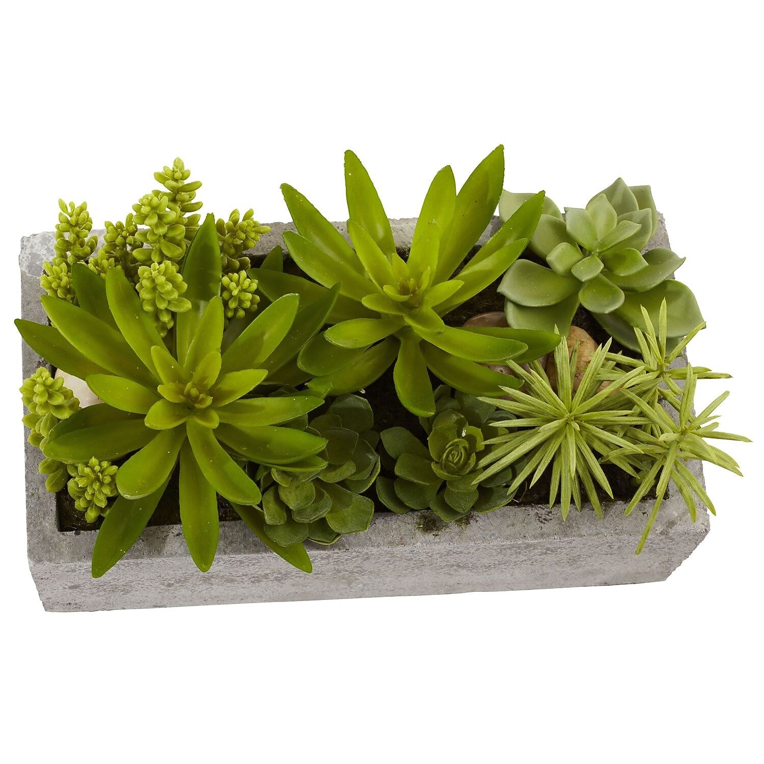 Nearly Natural 4841 Succulent Garden with Concrete Planter 6.5 x 12.8 inch