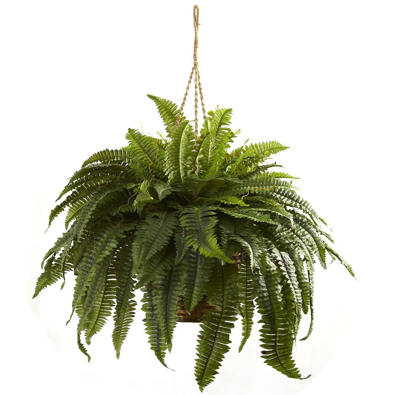Nearly Natural 6788 Double Giant Boston Fern Hanging Basket 29 x 36 inch, Green