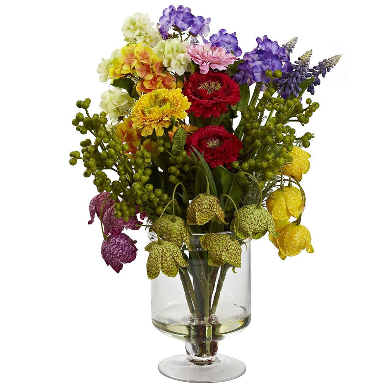 Nearly Natural 4987 Spring Floral Arrangement 16 x 12 inch, Multi Color