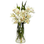 Nearly Natural 4992 Cymbidium Orchid with Vase White