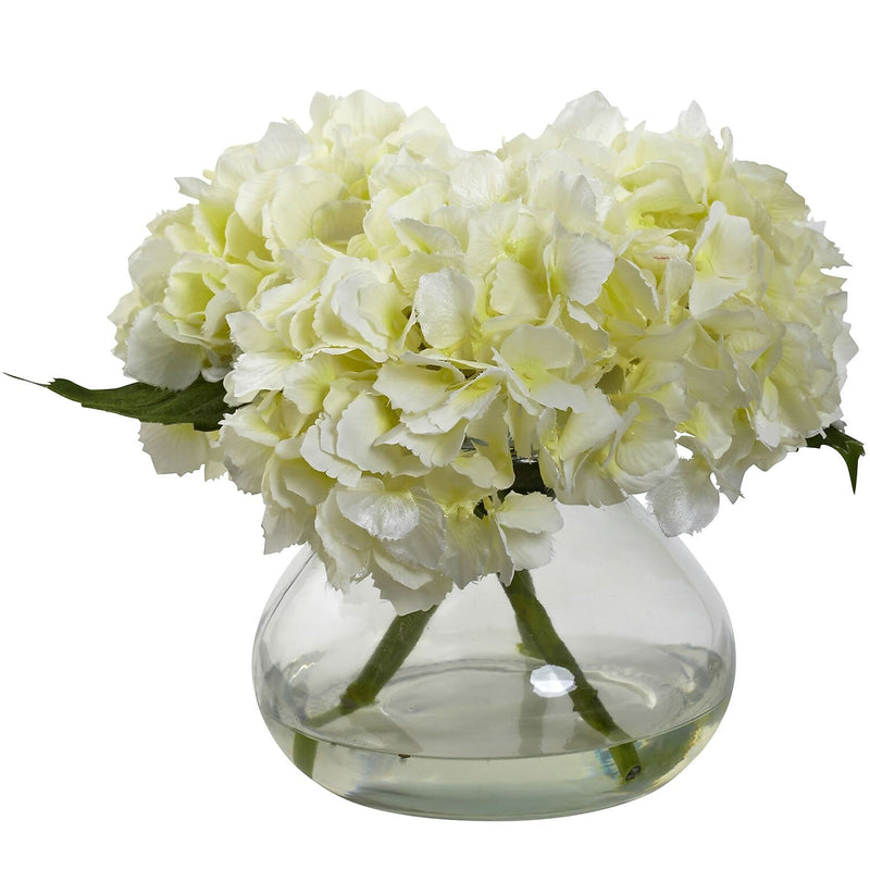 Nearly Natural 1356-CR Blooming Hydrangea with Vase, Cream
