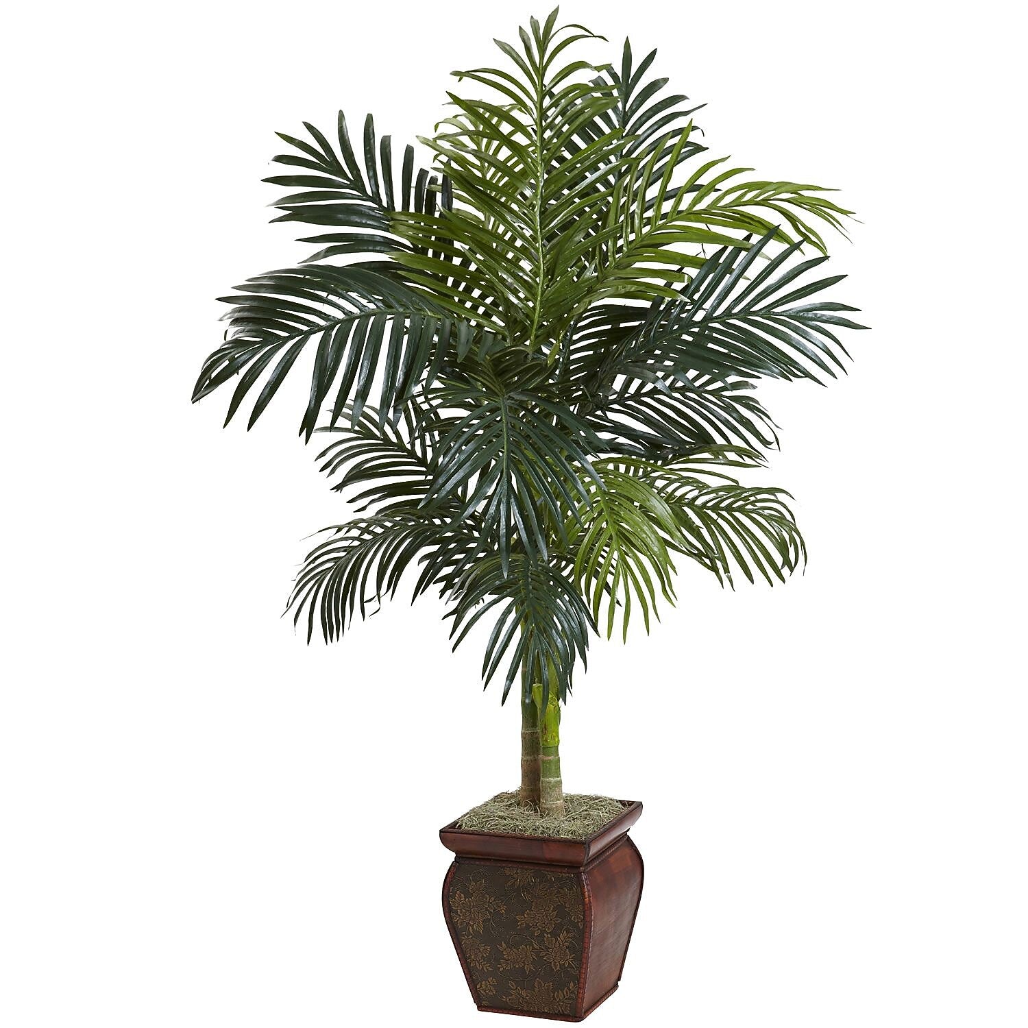 Nearly Natural 5937 Cane Palm with Decorative Container 54 x 40 inch, Multi