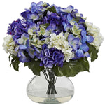 Nearly Natural 1387-BP Hydrangea with Vase Large Blue & Purple