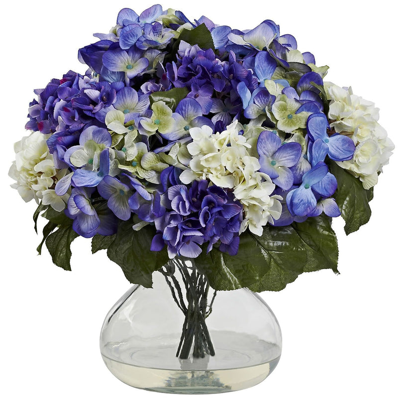 Nearly Natural 1387-BP Hydrangea with Vase Large Blue & Purple