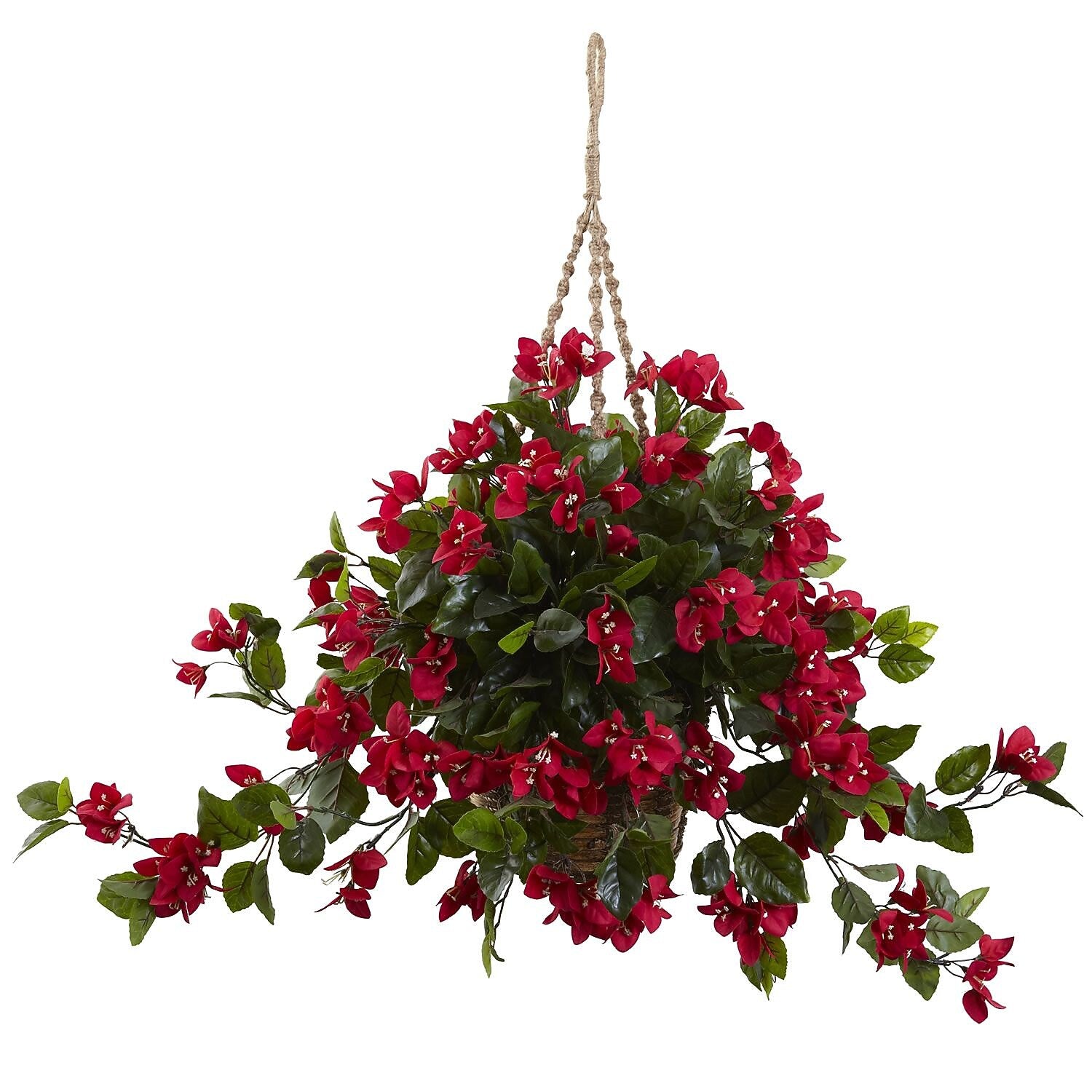 Nearly Natural 6845-RD Bougainvillea Hanging Basket Red
