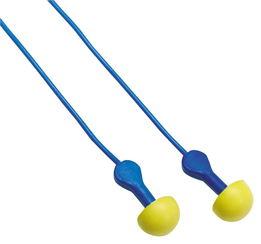 3M Occupational Health & Env Safety Corded Pod Plug, NRR 26 dB, Yellow/Blue, 100/Box (247-311-1127)