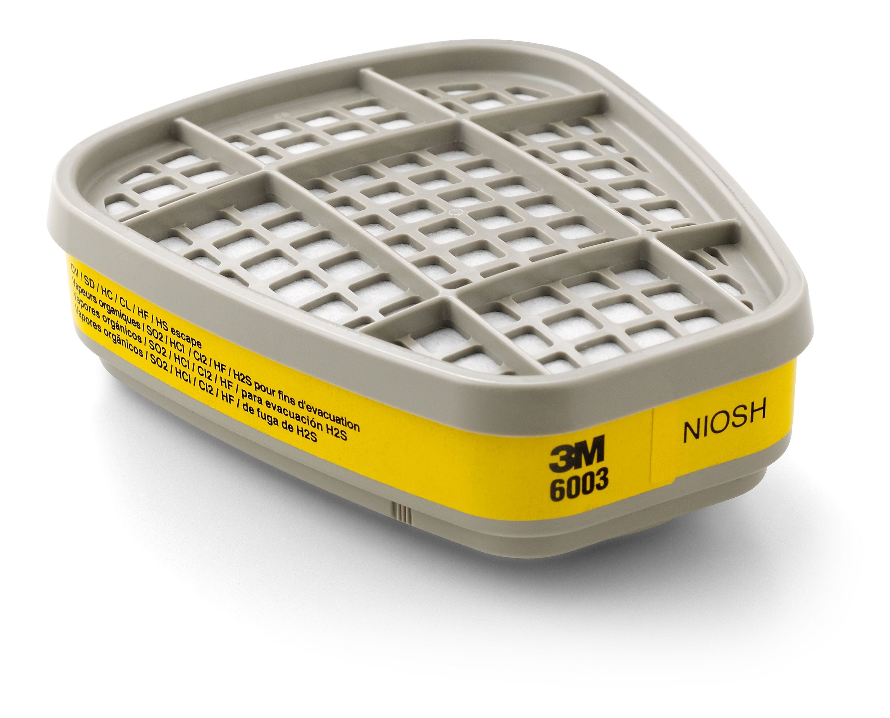 3M™ Half and Full Facepiece Cartridges & Filters, Organic Vapor/Acid Gas Cartridge, 6003, 2/Pack (142-6003)