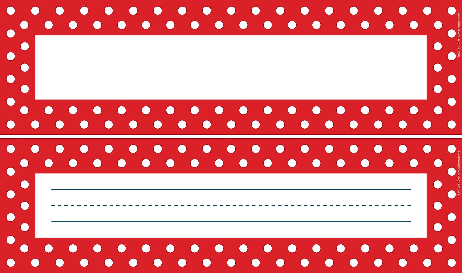 Barker Creek Red & White Dots School Name Plates, 12" x 3.5", 36/Pack (LL1429)