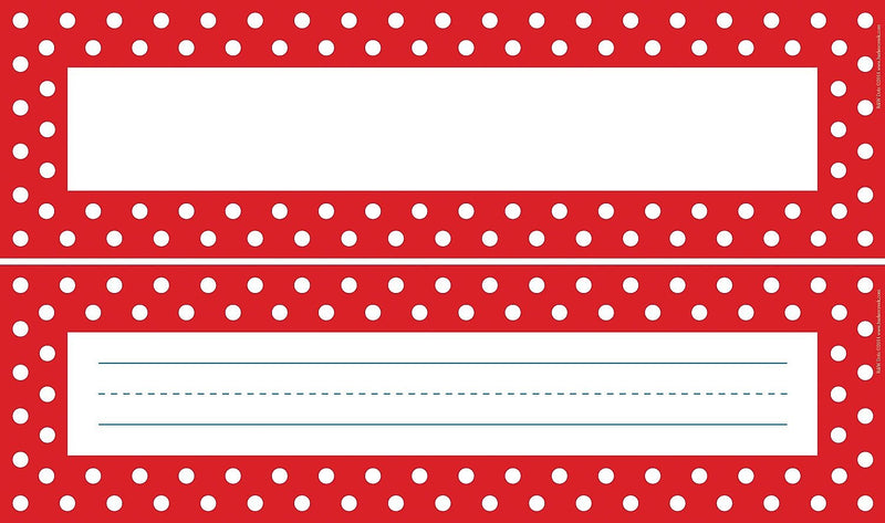 Barker Creek Red & White Dots School Name Plates, 12" x 3.5", 36/Pack (LL1429)