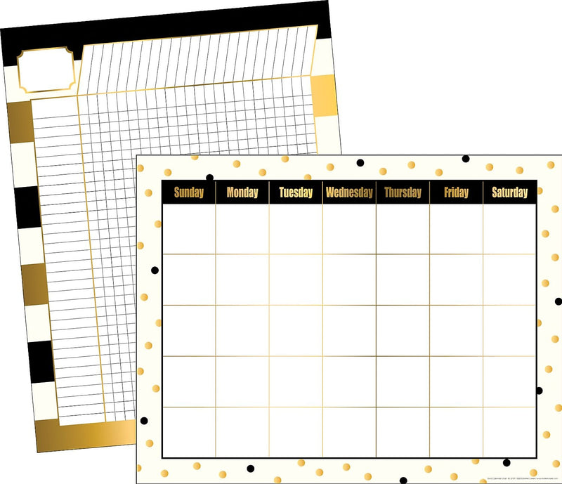 Barker Creek Gold 22" x 17" Daily & Monthly Wall Calendar, Reversible, 2/Set (LL576)
