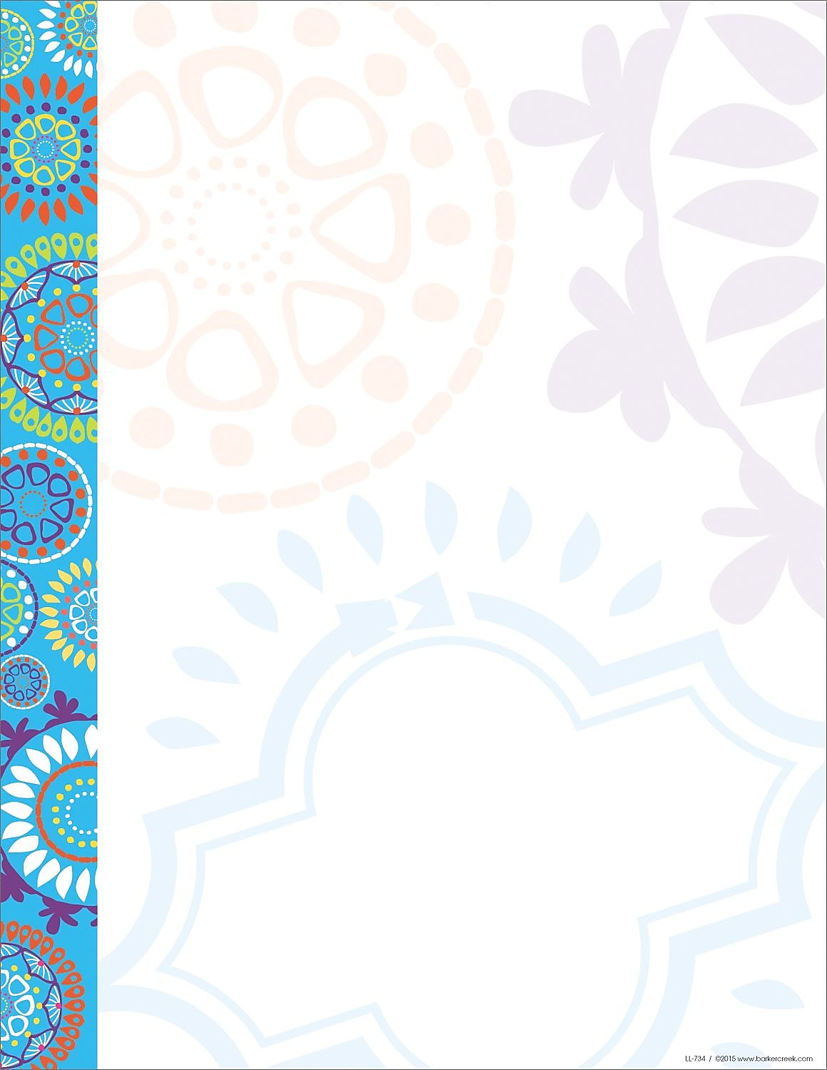 Barker Creek Moroccan 8.5" x 11" Color Multipurpose Paper, 24 lbs. Multicolored, 50 Sheets/Ream (LL734)