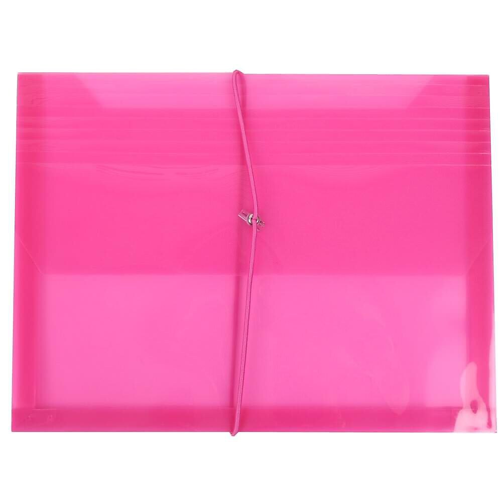 JAM Paper Standard Plastic Document File, 1 Pocket, Letter, Fuchsia Pink, 12/Pack (218E25FUB)