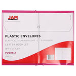 JAM Paper Standard Plastic Document File, 1 Pocket, Letter, Fuchsia Pink, 12/Pack (218E25FUB)