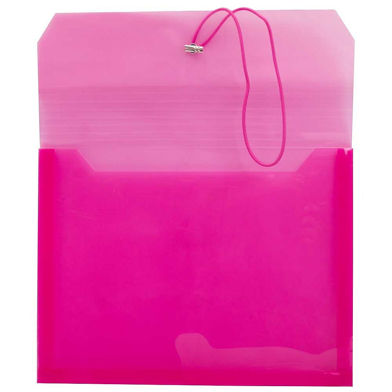 JAM Paper Standard Plastic Document File, 1 Pocket, Letter, Fuchsia Pink, 12/Pack (218E25FUB)